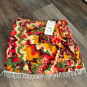 Zara Beaded Printed Wrap Skirt